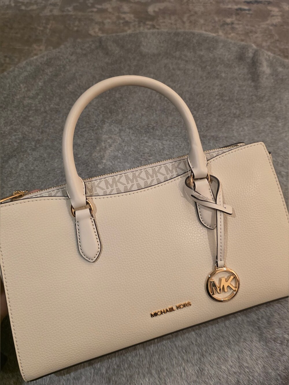 Michael Kors Light Cream Satchel with Gold Hardware